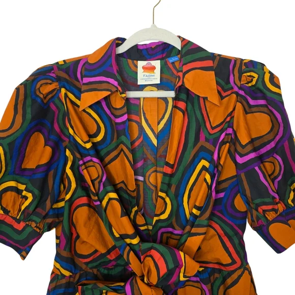 Farm Rio Short-Sleeve Bow-Front Heart Mini Dress - Picture 4 of 9